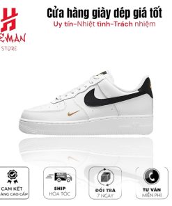 Nike Air Force 1 Low '07 Essential White Black Gold Mini Swoosh 444