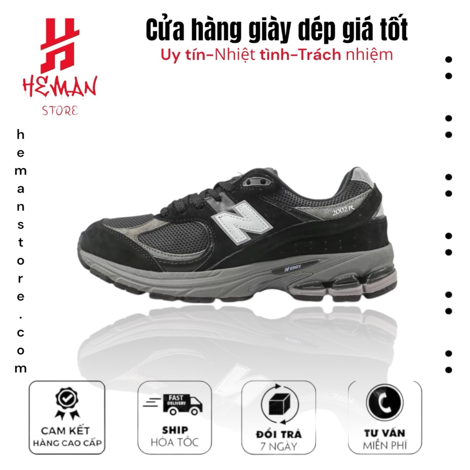 NEW BALANCE 2002R BLACK DARK GREY WHITE