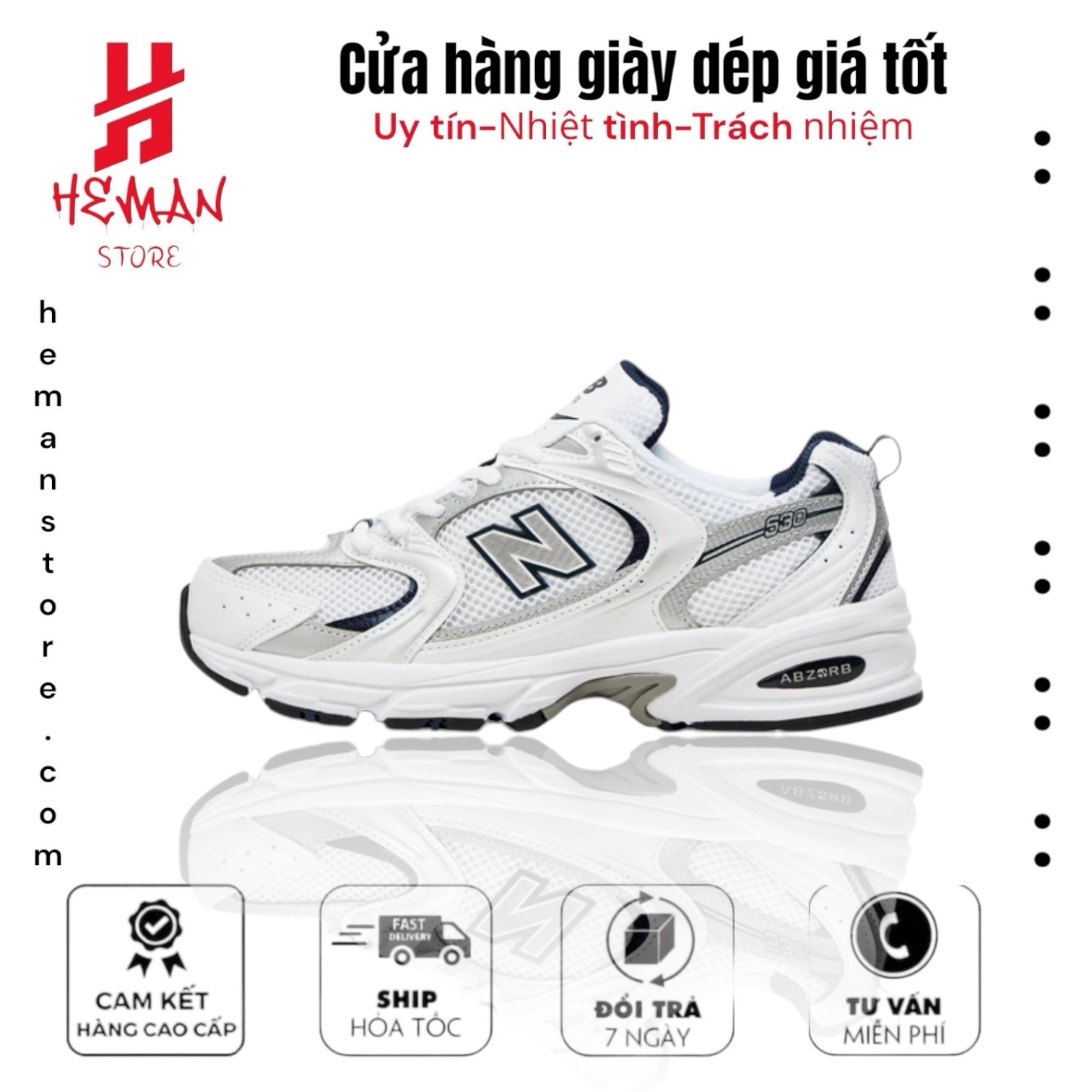 New Balance 530 White Silver Navy