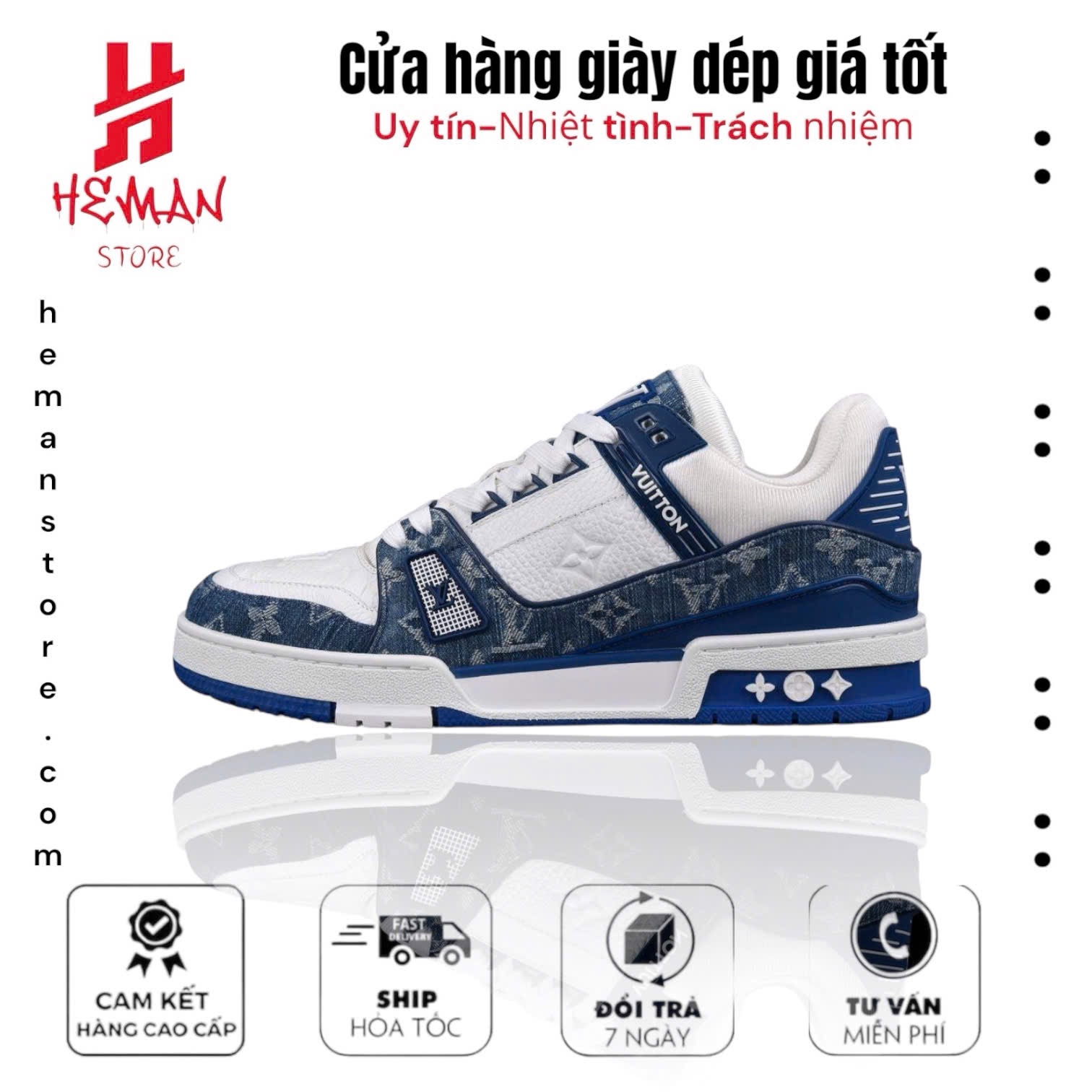 Louis Vuitton Trainer Monogram Denim White Blue