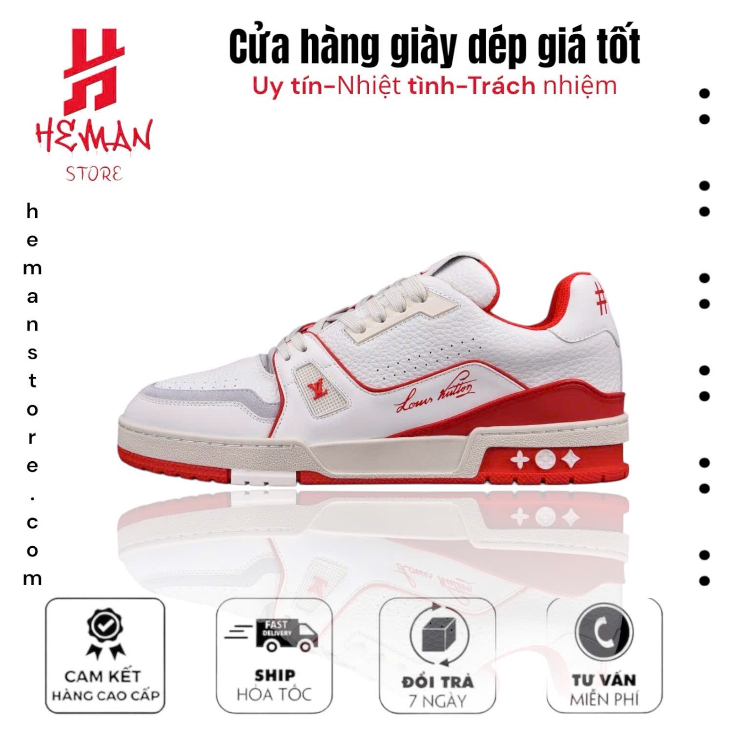 Louis Vuitton Trainer #54 Signature White Red