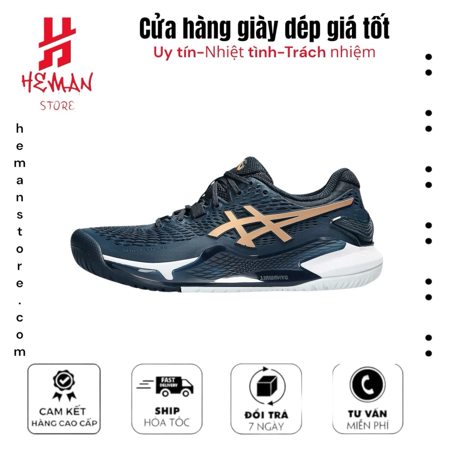 ASICS GEL RESOLUTION 9 FRENCH BLUE PURE GOLD