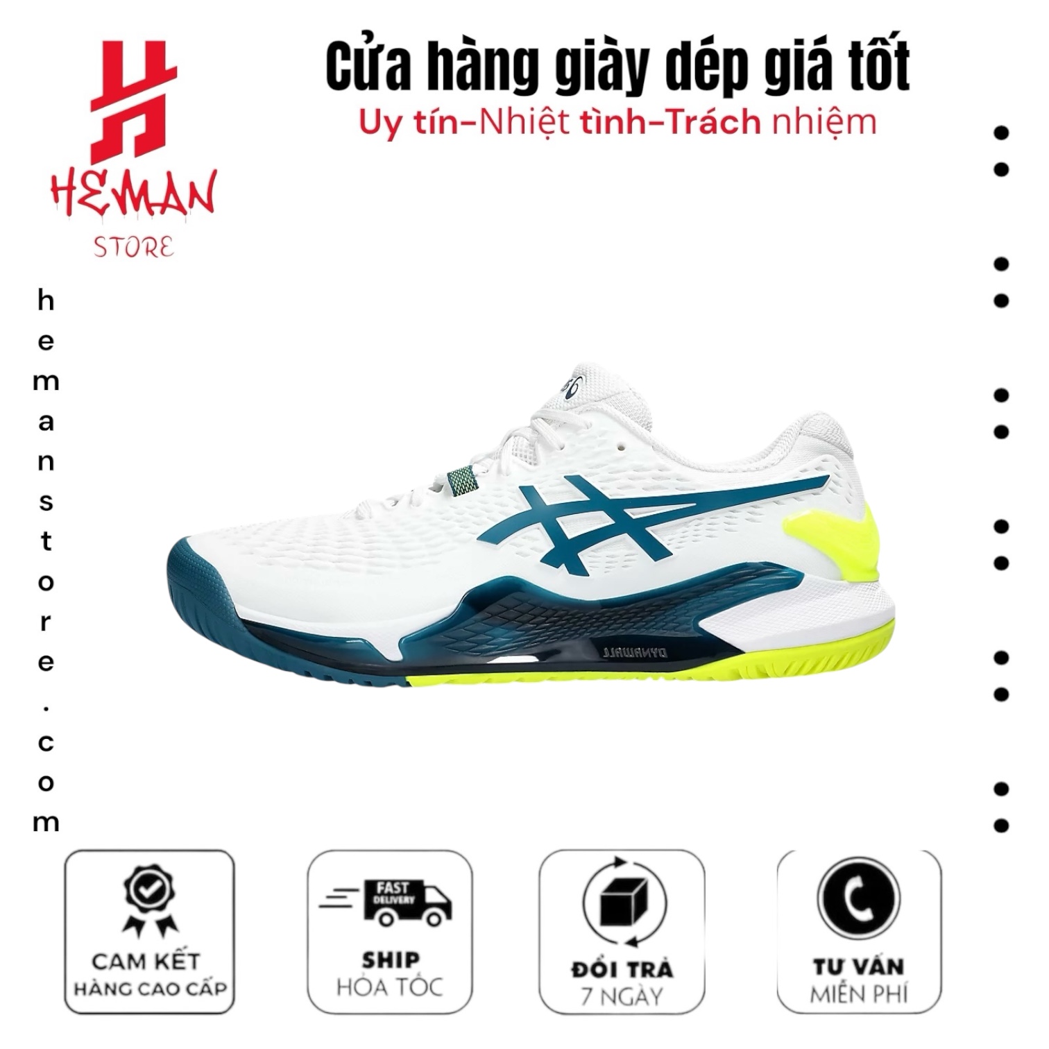 ASICS GEL RESOLUTION 9 WHITE RESTFUL TEAL