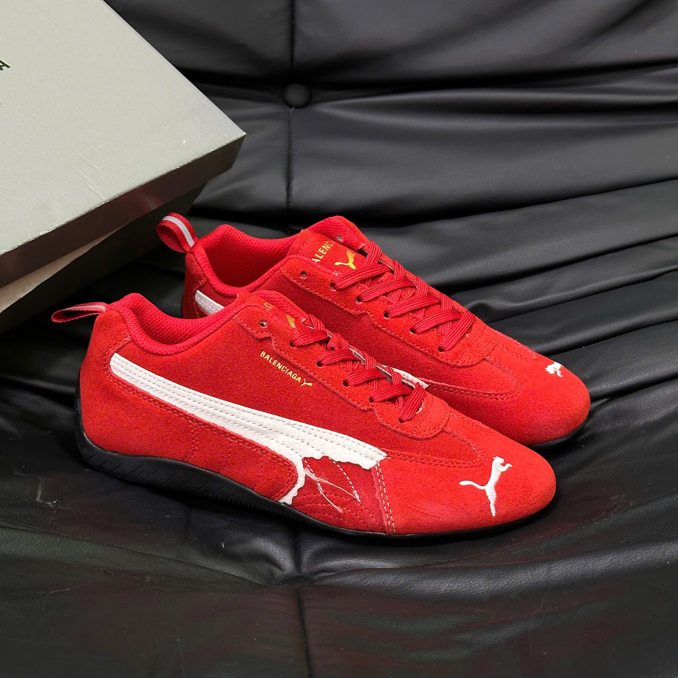 Puma x Balenciaga Speedcat Suede Distressed Red White - Ảnh 2