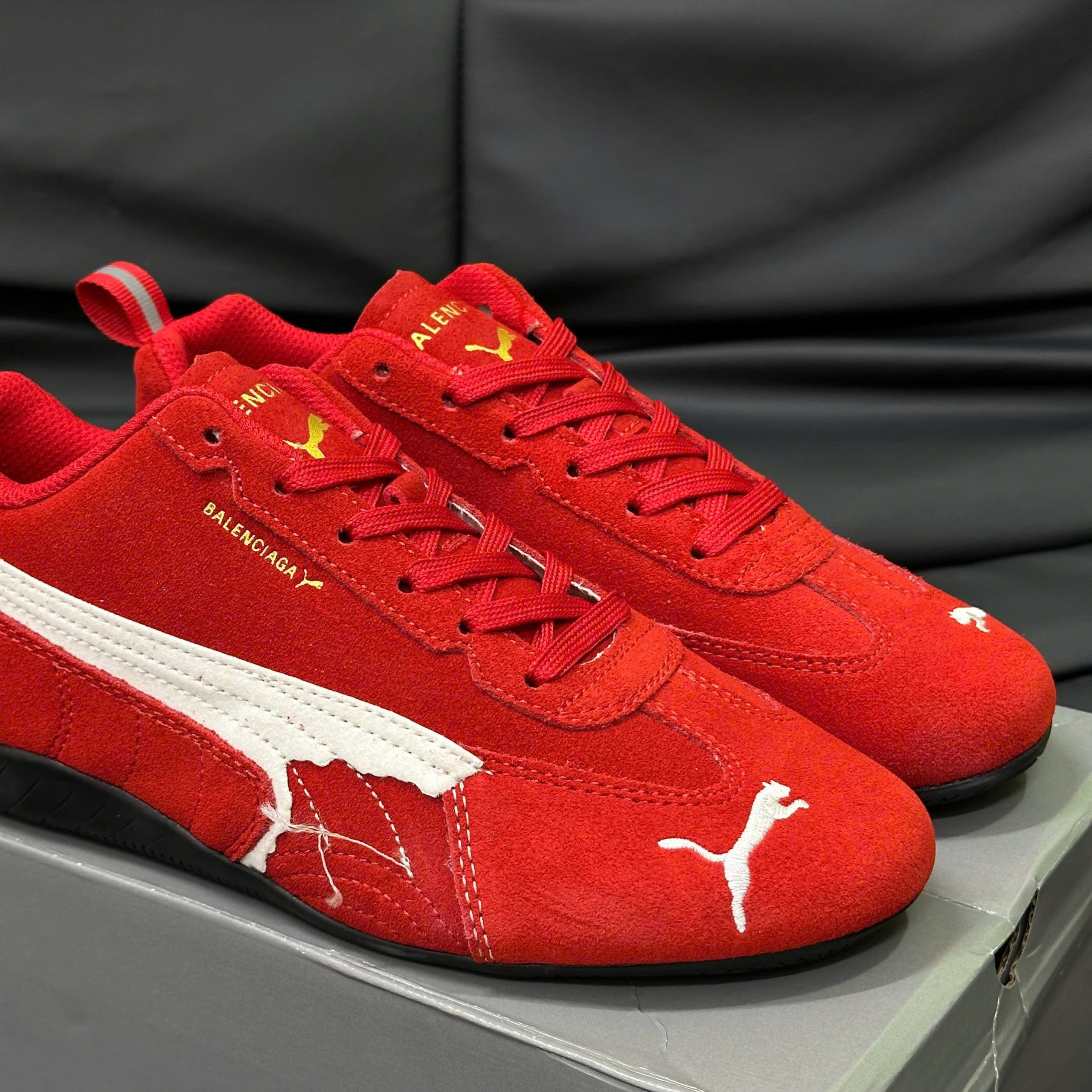 Puma x Balenciaga Speedcat Suede Distressed Red White - Ảnh 3
