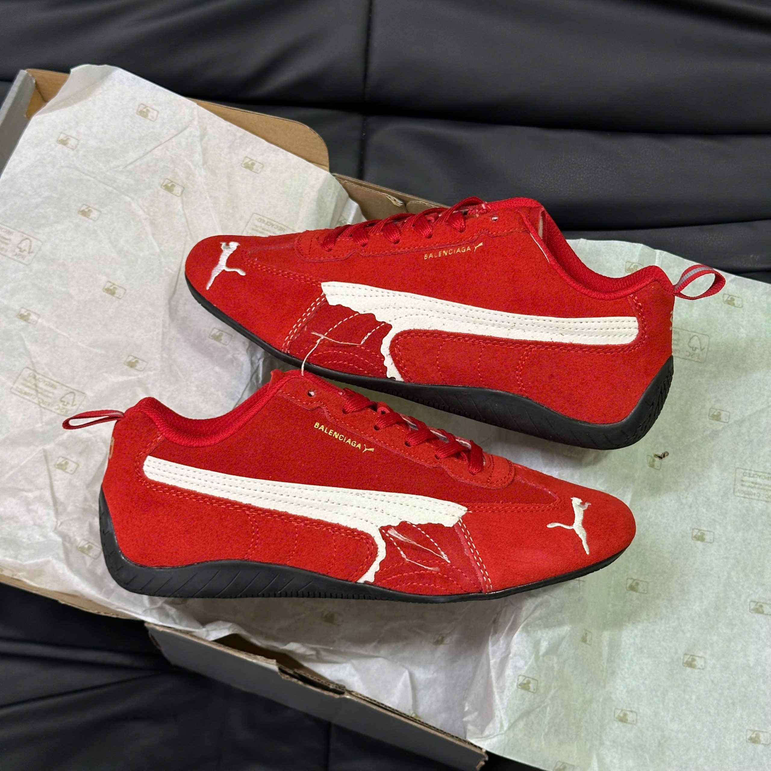 Puma x Balenciaga Speedcat Suede Distressed Red White - Ảnh 7