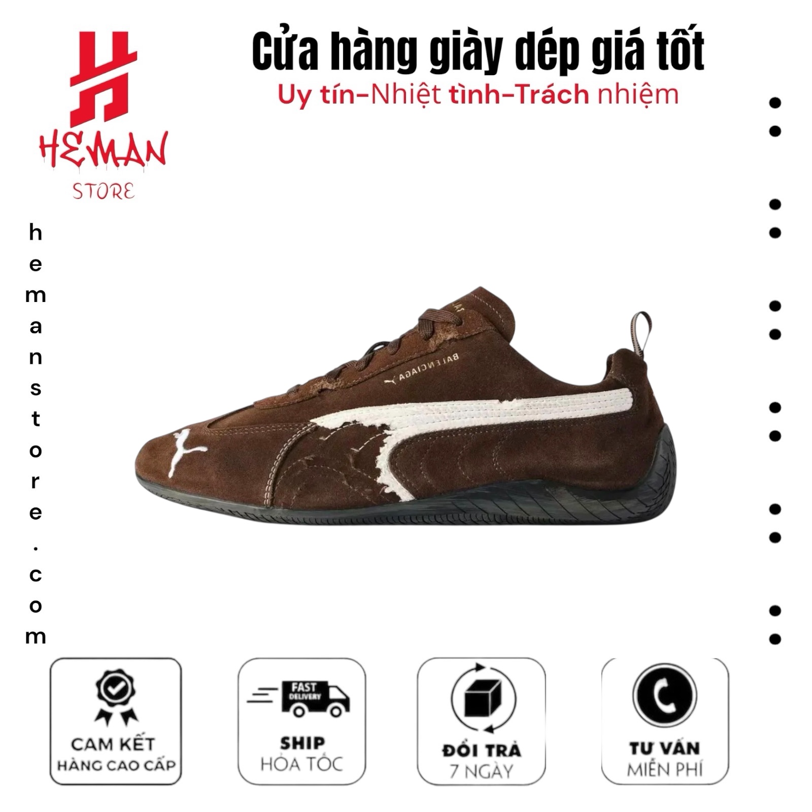 Puma x Balenciaga Speedcat Suede Distressed Brown White