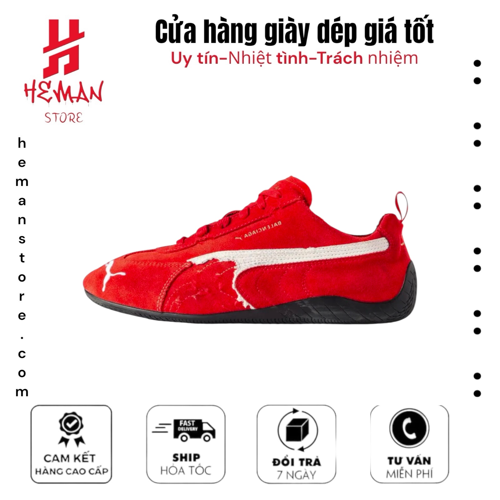 Puma x Balenciaga Speedcat Suede Distressed Red White