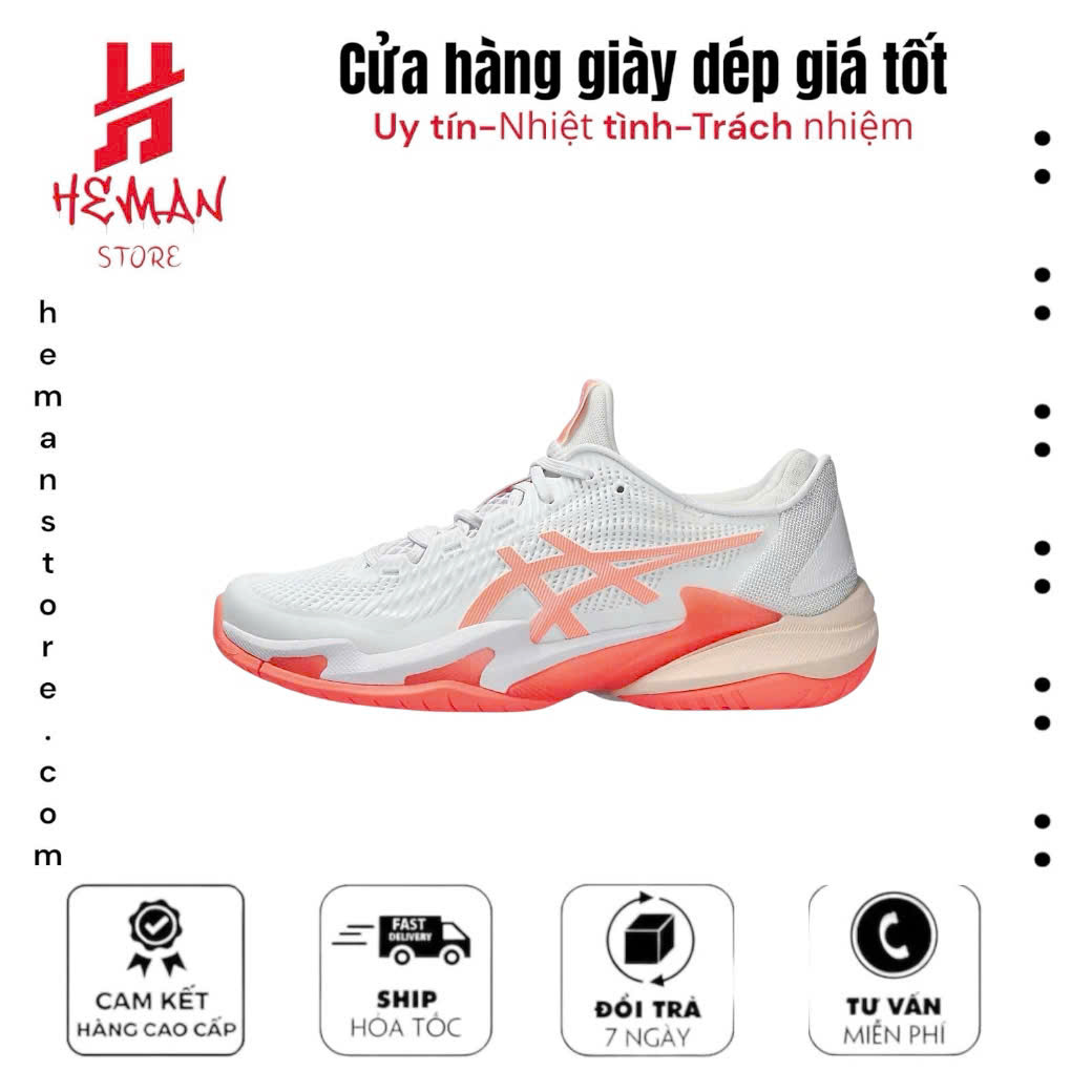 ASICS Court FF 3 White & Sun Coral